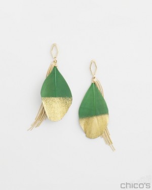 Chico's No Droop Green Fringe Earrings Earrings Verdant Green | 280-KHRLWI