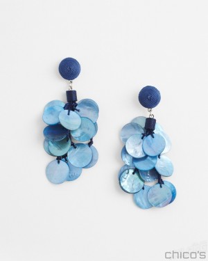 Chico's No Droop Navy Shell Earrings Earrings Classic Navy | 623-DGFERY