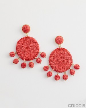 Chico's No Droop Raffia Drop Earrings Earrings Nectarine | 375-NJOVXR