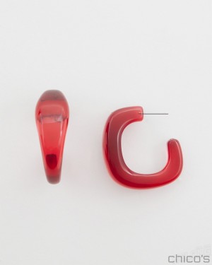 Chico's No Droop Red Lucite Square Hoops Earrings MADEIRA RED | 054-LYIGAC