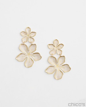 Chico's No Droop White Flower Earrings Earrings Alabaster | 058-BZKGMD