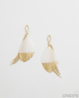 Chico's No Droop White Fringe Earrings Earrings Alabaster | 549-MCJDOV