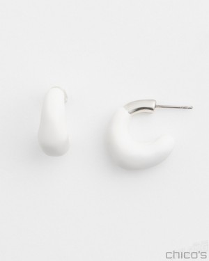 Chico's No Droop White Mini Hoops Earrings White | 276-WYBGQH