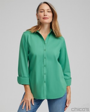 Chico's No Iron 3/4 Sleeve Shirt Blouses & Shirts Twisted Ivy | 623-KLQTDC