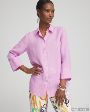 Chico's No Iron 3/4 Sleeve Shirt Blouses & Shirts Cane Orchid | 428-GJIMOX