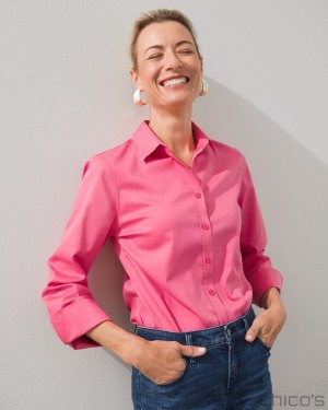 Chico's No Iron 3/4 Sleeve Stretch Shirt Blouses & Shirts French Rose | 965-ABNFJS