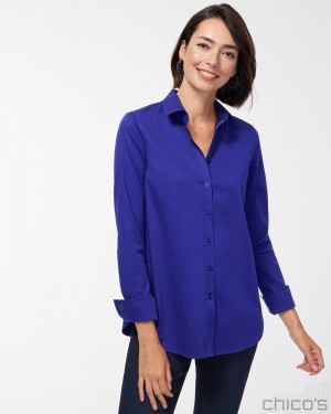 Chico's No Iron Stretch Shirt Tops Florentia Plum | 019-MBKXGO