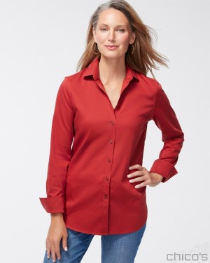 Chico's No Iron Stretch Shirt Tops Smoked Paprika | 287-PEHWBY