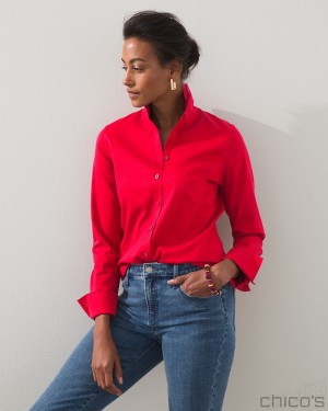 Chico's No Iron Stretch Shirt Tops Wild Poppy | 694-SPXULG