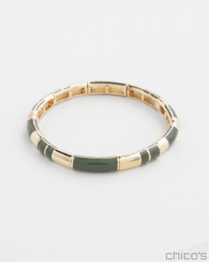 Chico's Olive Enamel Stretch Bracelet Bracelets Olive | 469-NKUFWE