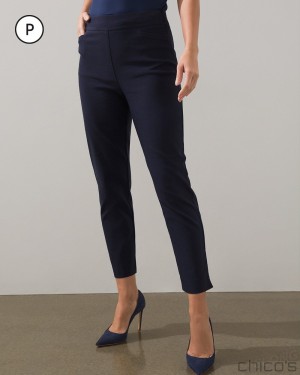 Chico's Petite Brigitte Basic Slit Ankle Pants Pants Classic Navy | 048-VWCTKR