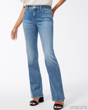 Chico's Petite Girlfriend Flare Jeans Jeans & Denim Clyde Road Indigo | 769-EILPYW