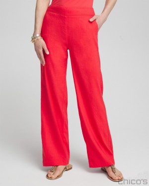 Chico's Petite Linen Blend Pants Pants Watermelon Punch | 835-BYSUIK