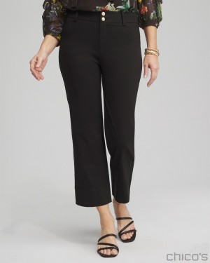 Chico's Petite Trapunto Cropped Pants Pants Black | 280-VSAJZI