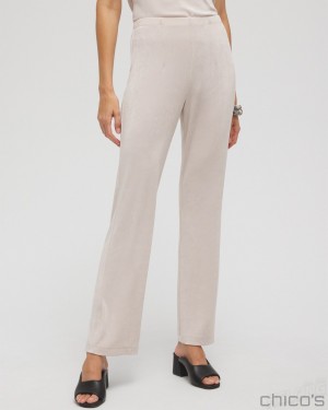 Chico's Petite Travelers No Tummy Pants Pants Smokey Taupe | 134-IUSMPO