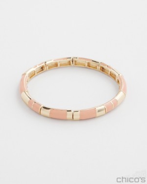 Chico's Pink Enamel Stretch Bracelet Bracelets Pink Clay | 603-NMXKHV