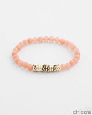 Chico's Pink Jade Hero Stretch Bracelet Bracelets Pink Clay | 937-ULORGE