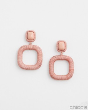 Chico's Pink Square Hoops Earrings Pink Clay | 826-FAQUEB