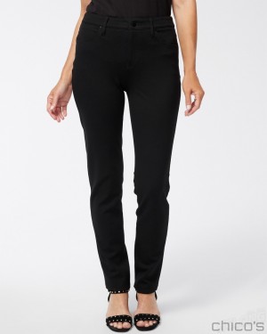 Chico's Ponte 5-Pocket Slim Pants Pants Black | 432-ZCGPLN