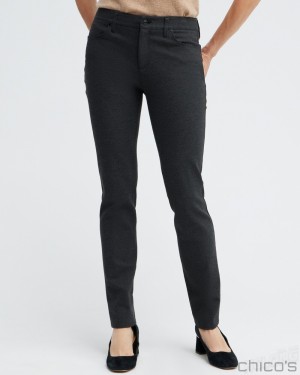 Chico's Ponte 5-Pocket Slim Pants Pants Graphite Heather Gray | 574-LWZFXK