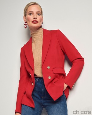 Chico's Ponte Blazer Jackets & Coats Wild Poppy | 502-LVYQSZ