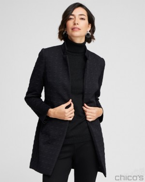 Chico's Ponte Knit Jacquard Topper Jackets & Coats Black | 027-JDSUGZ