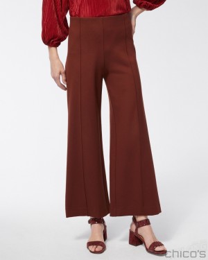 Chico's Ponte Pintuck Wide Leg Ankle Pants Pants Chocolate Fondant | 468-IJWKPL