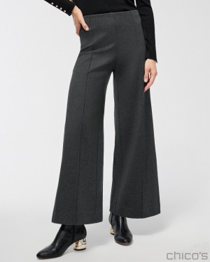 Chico's Ponte Pintuck Wide Leg Ankle Pants Pants Graphite Heather Gray | 506-JIBWNK