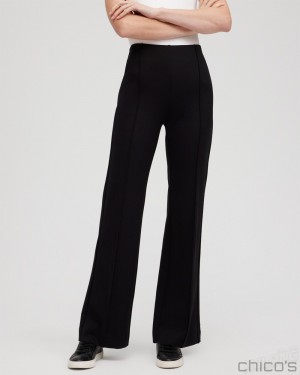 Chico's Ponte Pintuck Wide Leg Pants Pants Black | 432-JTMKOG