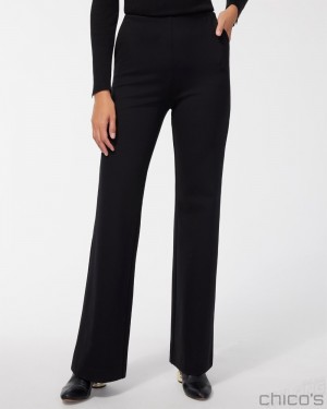 Chico's Ponte Pull-on Wide Leg Trouser Pants Pants Black | 851-IBTMRC