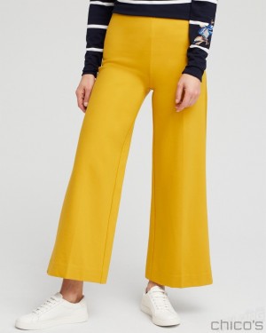 Chico's Ponte Wide Leg Ankle Pants Pants Golden Hour | 302-BSONDI