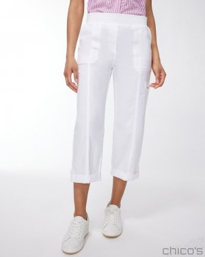 Chico's Poplin Cropped Pants Pants Alabaster | 841-UFEKYH