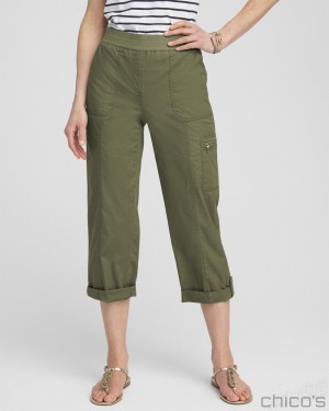 Chico's Poplin Cropped Pants Pants SECRET MEADOW | 605-OVJMGA