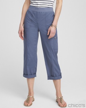 Chico's Poplin Cropped Pants Pants Soft Slate | 829-CNSVLW