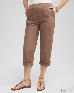 Chico's Poplin Cropped Pants Pants Teakwood | 164-DKOVAL