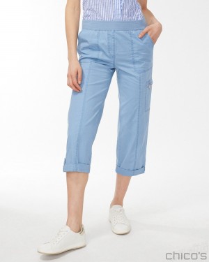 Chico's Poplin Cropped Pants Pants Vapor Blue | 280-IPMVTO