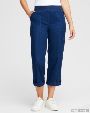 Chico's Poplin Cropped Pants Pants Victory Blue | 832-JLEWNP