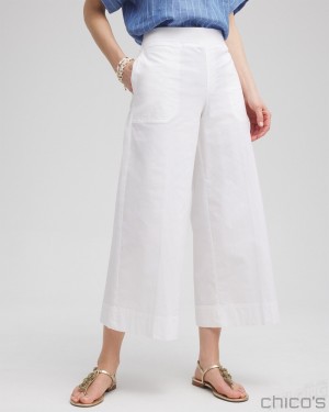 Chico's Poplin Culotte Pants Pants Alabaster | 567-GWTUZK