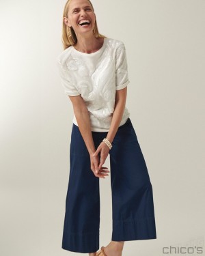 Chico's Poplin Culotte Pants Pants Victory Blue | 495-FVEYHB