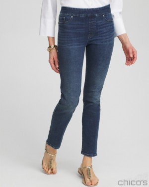 Chico's Pull-On Ankle Jeggings Jeans & Denim Inverness Indigo | 156-WEFGZQ