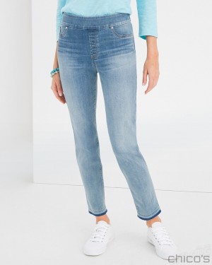 Chico's Pull-On Ankle Jeggings Jeans & Denim Coral Reef Indigo | 326-PRGNLY