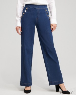 Chico's Pull-on Wide Leg Jeans Jeans & Denim Kaspian Indigo | 930-TSCJFK