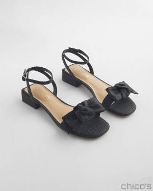 Chico's Raffia Sandals Shoes Black | 408-WATDYE