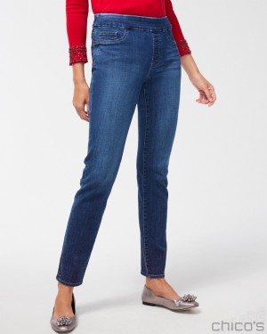 Chico's Scattered Stone Pull-on Jeggings Jeans & Denim Marina Bay Indigo | 608-XAGVOB