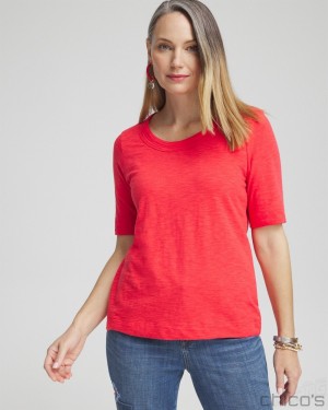 Chico's Scoop Neck Tee Tees & Tanks Watermelon Punch | 453-VWEAZX