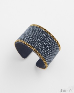 Chico's Seed Bead Cuff Bracelet Bracelets Navy Blue | 482-NIXUSE