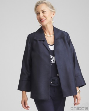 Chico's Shantung Topper Jackets & Coats Classic Navy | 294-LCYKXB