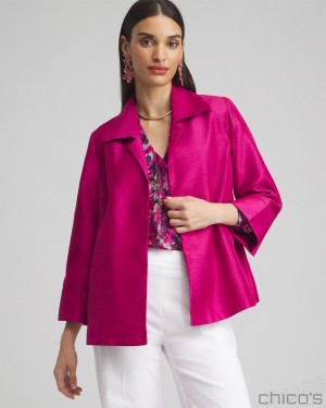 Chico's Shantung Topper Jackets & Coats Magenta Rose | 930-UTOHAR