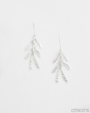 Chico's Silver Tone Leaf Earrings Earrings Silver | 389-GIXYOW