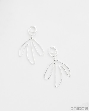 Chico's Silver Tone Palm Earrings Earrings Silver | 205-ADUOVP